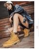 Men's Yellow Ins Style Leather Boots - High-Top, Plus Velvet, Autumn/Winter, Martin Boots for Couples
