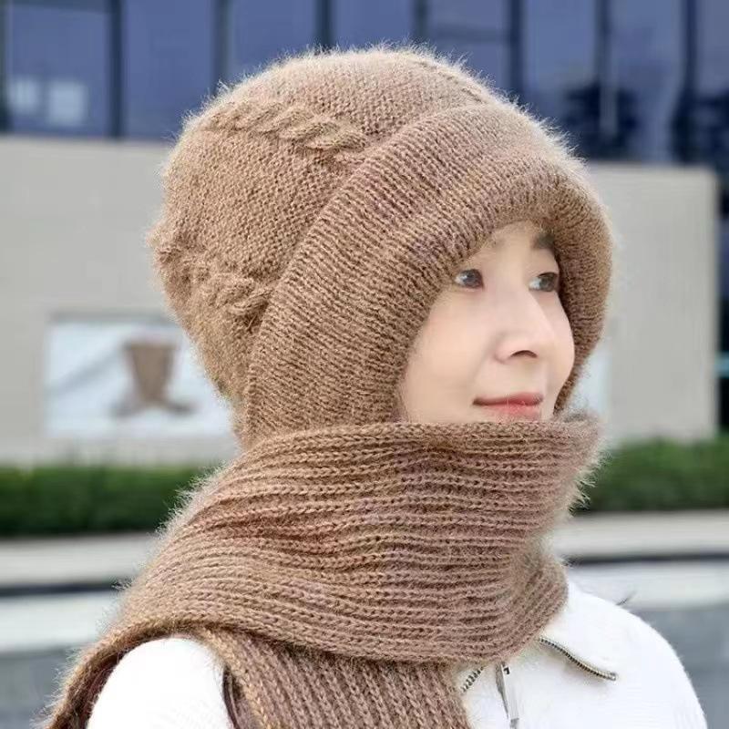 Hat Men's Winter Windproof, Cold-proof and Warm Wool Knitted Hat Super Thick Thickened Piled Headhat Big Head Circumference