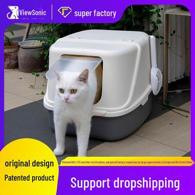 Enclosed Flip-Top Cat Litter Box with Deodorizing Feature and Litter Shovel, Splash-Proof and Oversized for Easy Cleaning