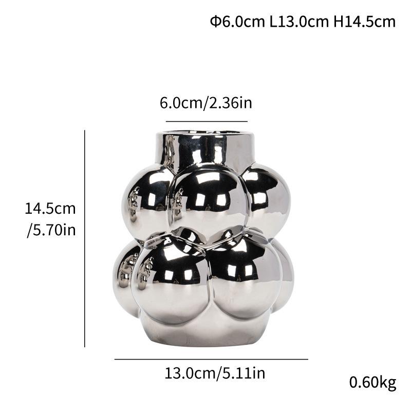 Internet Celebrity Creative Silver Bubble Ceramic Vase for Home Decoration and Flower Arrangement