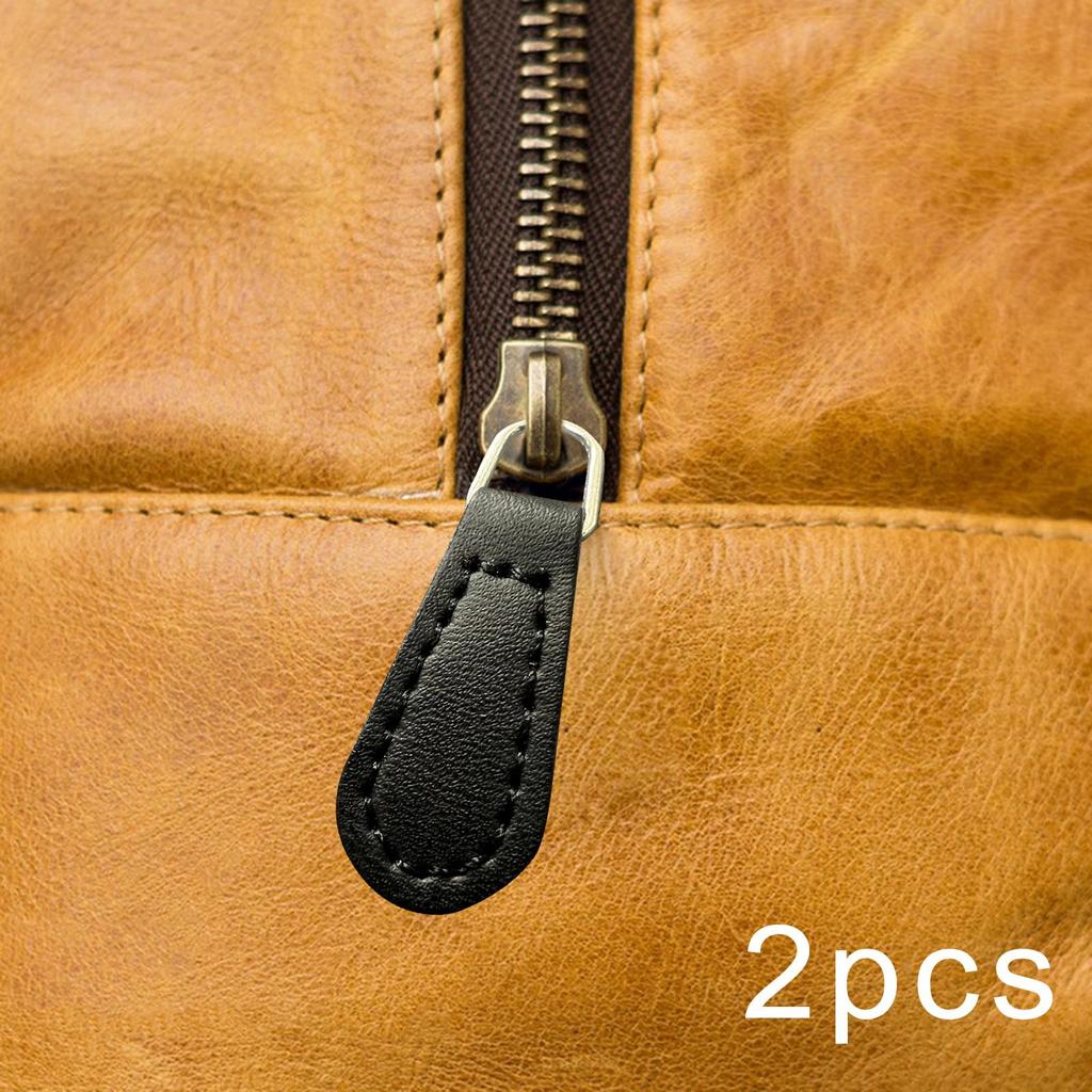 2Pcs Zipper Pulls, Zipper Heads PU Leather Replacement Zip Puller Tags Pull Tabs