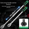Long Handle Ratchet Wrench 72 Teeth Mechanism Construction 8 Stage Length Adjustment Nonslip Rubber Handle For Mechanics