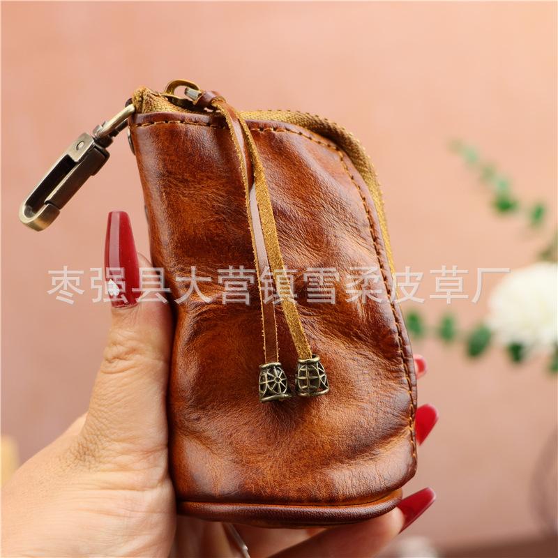 

Первослойная Коровья кожа Ретро Сумка для ключей На поясную петлю Старая Мини Большая Вместимость Клатч Подвесная пряжка Сумка для ключей коричневый