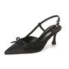 Fashion Women Heeled Sandals 2025 Summer New Pointed Toe Bow Fashion Buckle Pumps Shallow Party Sandalias De Mujer Luxury High Quality