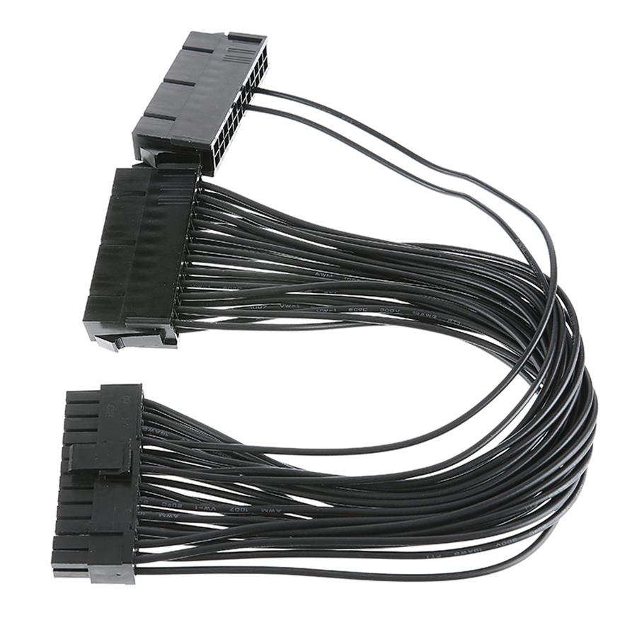 24 Pin Dual Power Supply Adapter Cable For PC ATX Motherboard Add On