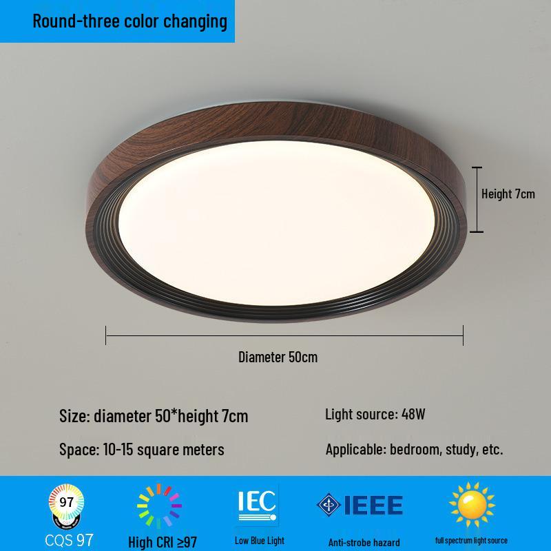 Walnut Wabi-Sabi Ceiling Lamp: Eye-Friendly Full Spectrum Lighting for Living Room, Bedroom, or Study.