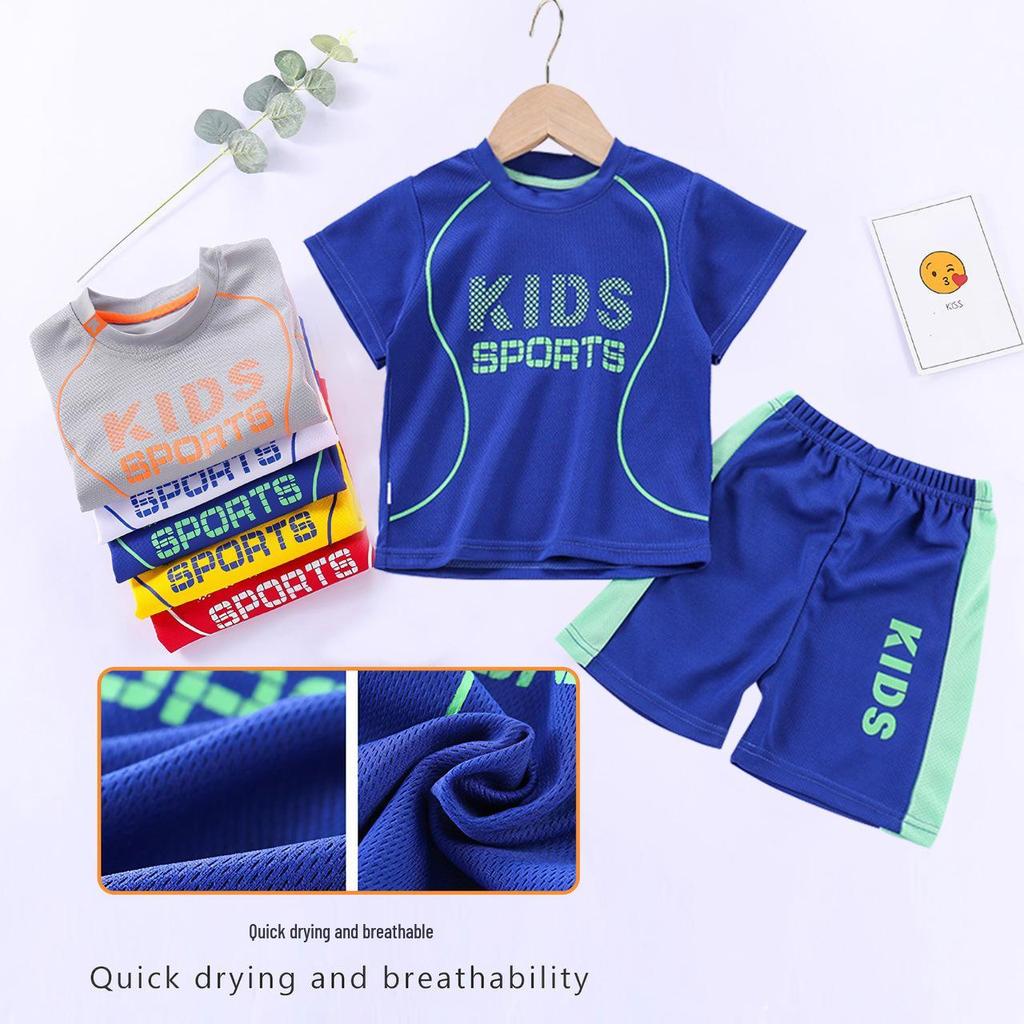 Kids' Quick-Dry Breathable Sports Set: Short Sleeve T-Shirt & Shorts for Soccer - Boys & Girls Summer Activewear