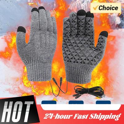 1 Paar USB-beheizte Vollfingerhandschuhe Winter Warm Thermisch Beheizte Gestrickte Handschuhe für Damen und Herren Radsport Skifahren Zubehör