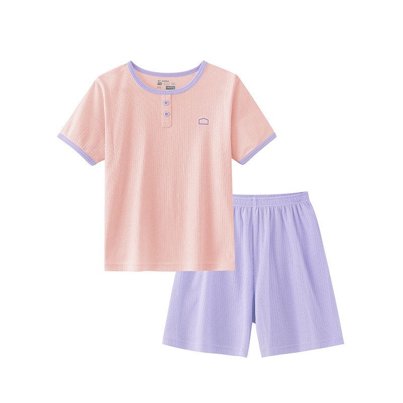 Short-Sleeved Suit, New Summer Style, Half-Sleeved Long Pants for Boys and Girls, Home Clothes, Dopamine Wear, Children's Clothing Two-Piece Set