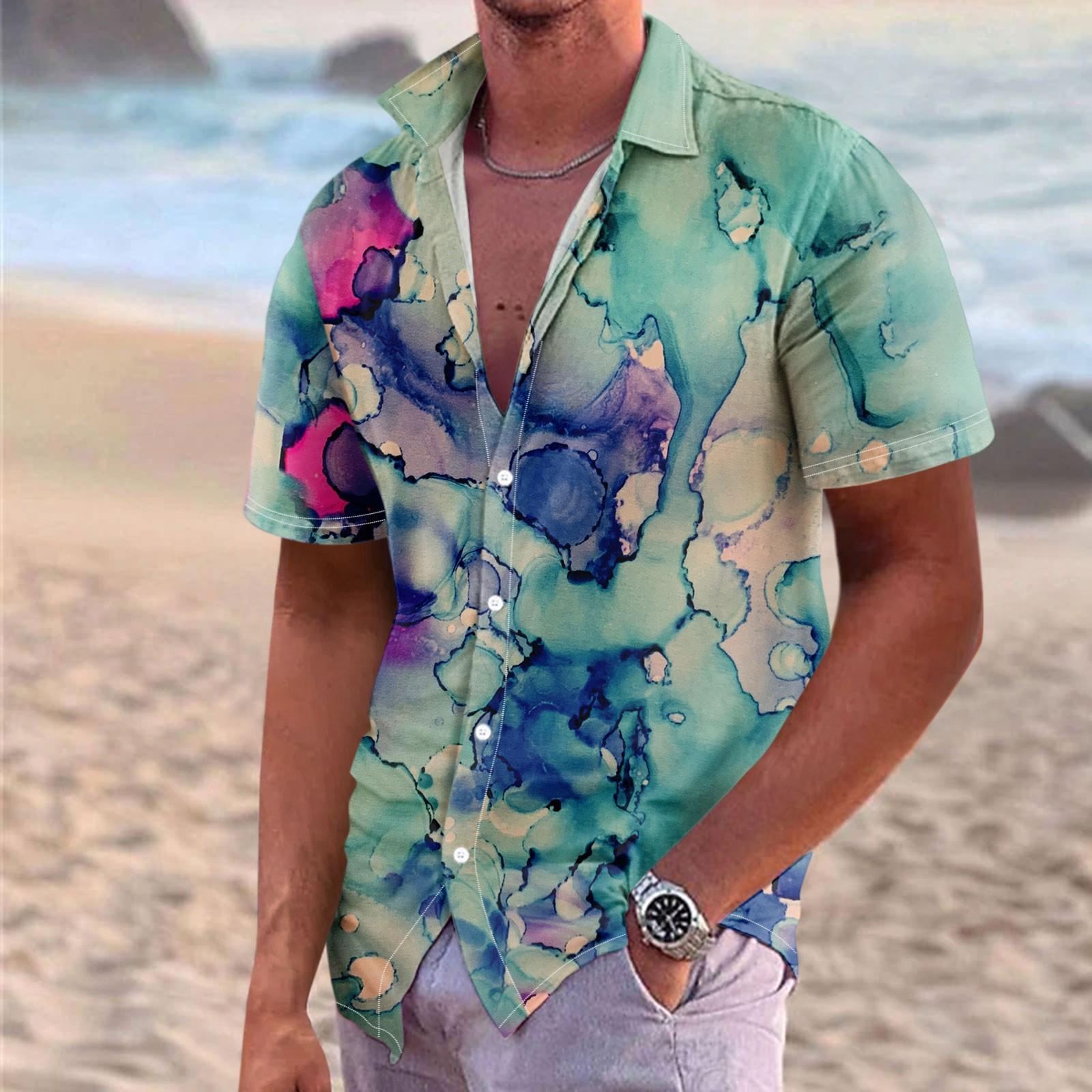 

Гавайская рубашка для мужчин, мужские винтажные рубашки для боулинга на пуговицах, летняя пляжная рубашка с коротким рукавом XXXXL