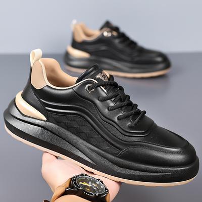 Men's Style Casual Leather Shoes Men's Versatile Fashion Trendy Shoes Platform White Shoes Men's 2025 Trend Board Shoes