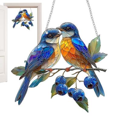 Dangling Bird Ornaments Dangling Bird Light Catcher 2D Acrylic Birds Centerpiece Window Panel Decor for Home Studio Restaurant