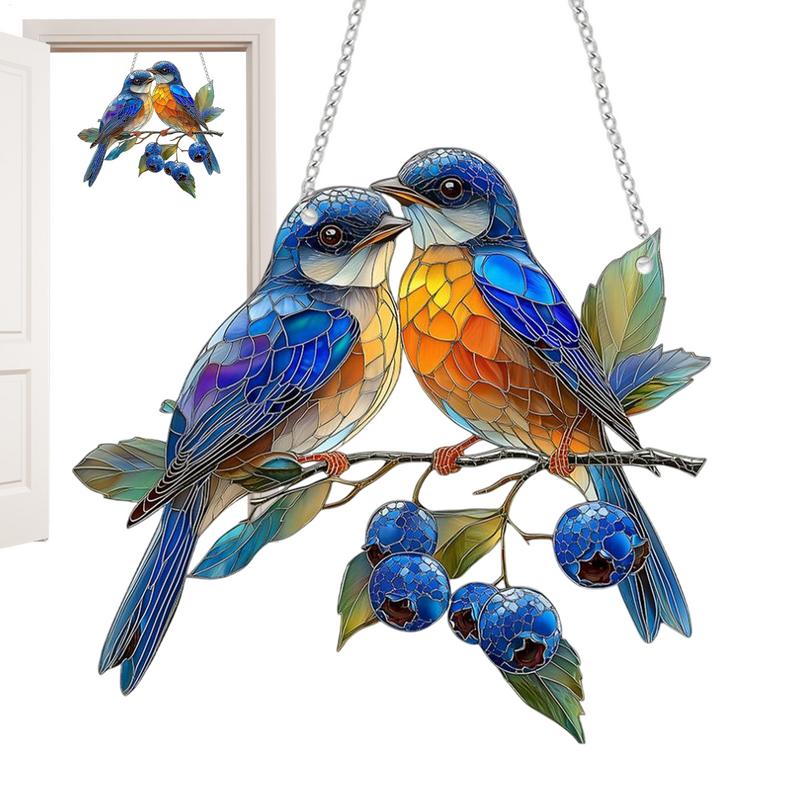 Dangling Bird Ornaments Dangling Bird Light Catcher 2D Acrylic Birds Centerpiece Window Panel Decor for Home Studio Restaurant