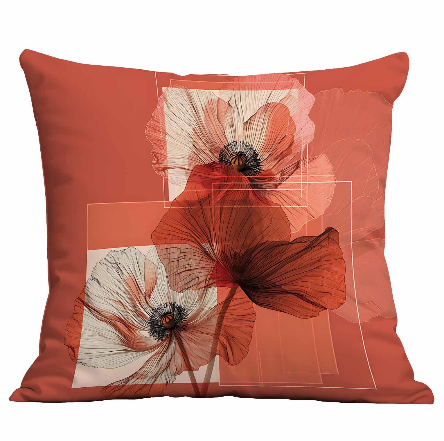 

Наволочка с принтом красного мака Домашняя наволочка для подушки Цветочная наволочка 45 * 45cm