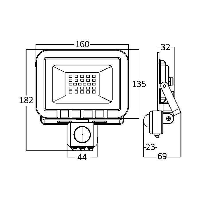 Projecteur LED - BRAYTRON - 30W - IP54 - 6500K - Détecteur de mouvement