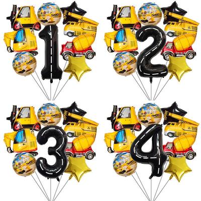 Set di Palloncini in Foglio di Alluminio 40" Nero a Tema Veicoli da Costruzione per Decorazioni di Festa di Compleanno
