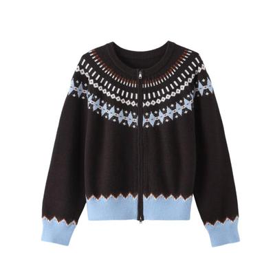 Women's Retro Fair Isle Jacquard Knit Cardigan