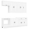 8 Piece White Wooden Kitchen Cabinet Set with Drawers and Shelves