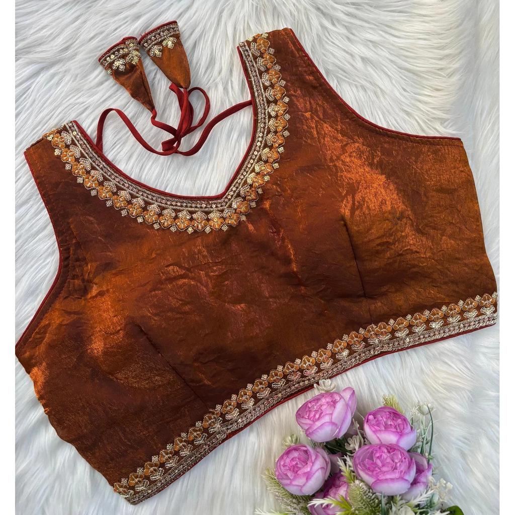 Blusa sin mangas de mezcla de seda para mujer Ropa de fiesta india Diseñador Étnico Choli