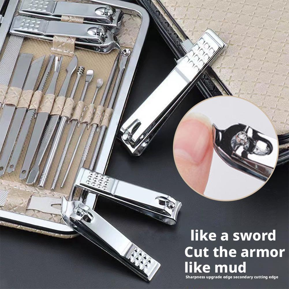 Professional 19-Piece Manicure & Pedicure Kit - Stainless Steel Nail Set With Storage Case for Home Salon Use