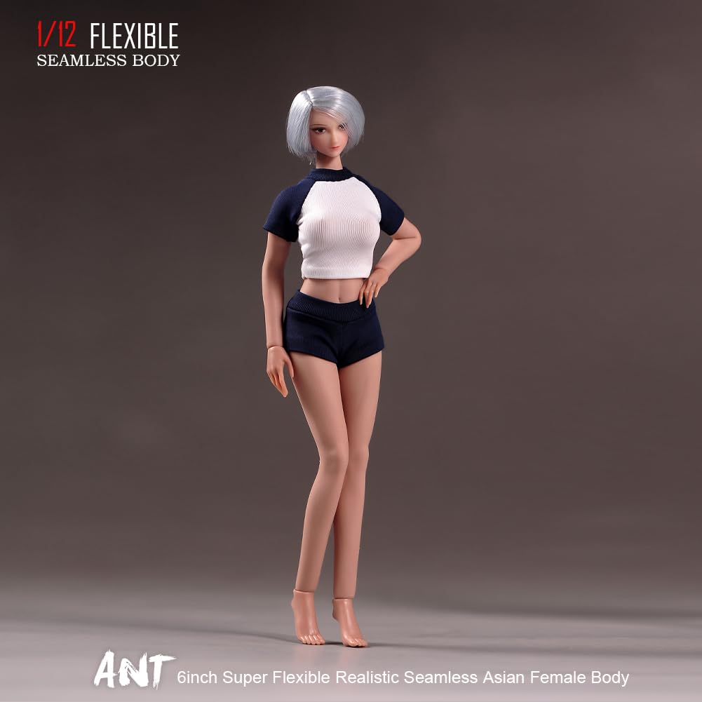 Scale Female 22 Joints Seamless Female Body Micro Beauty Action Detachable Legs Suitable for Hobby Collection 1/12 Body, 6.inch Ultra-flexible