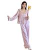 New pajamas women's spring and summer ice silk long-sleeved two-piece set sweet Chinese style high-end loungewear set