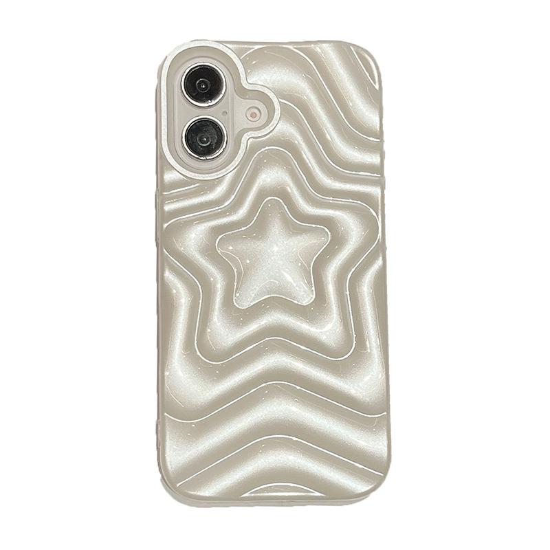 

Fashion Pearl White Imprint Star Case For iPhone 17 16 15 13 14 Pro Max Soft Silicone Protective Phone Back Cover iPhone17