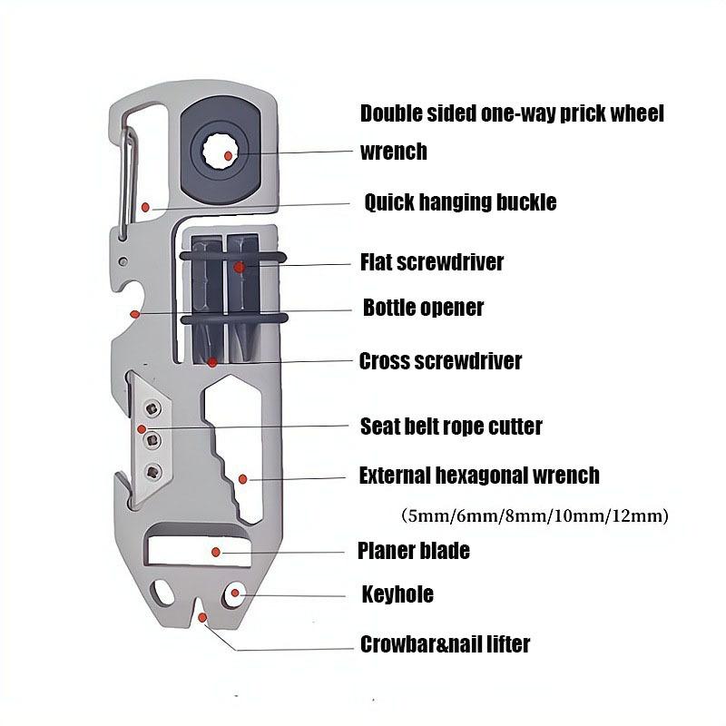 Șurubelniță cu clichet 10 în 1 Multifuncțională Bară de pârghie Mini EDC Multiunealtă Cheie Allen Deschizător de sticle Unelte de reparație biciclete pentru exterior