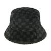 Ladies autumn and winter foreign trade new winter black and white plaid basin hat outdoor shading warm hat fashion bucket hat trend