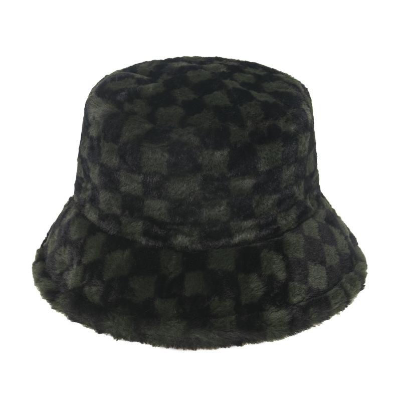 Ladies autumn and winter foreign trade new winter black and white plaid basin hat outdoor shading warm hat fashion bucket hat trend
