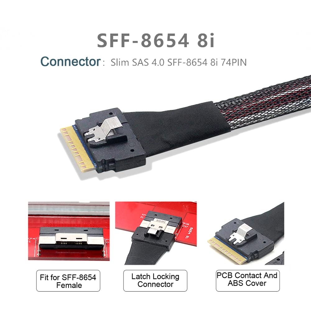 NFHK Ultraport Slimline SAS Slim 8i74pin To DualOculink Cable 50cm PCI-E 4.0 SFF-8654 SFF-8611 PCI-Express