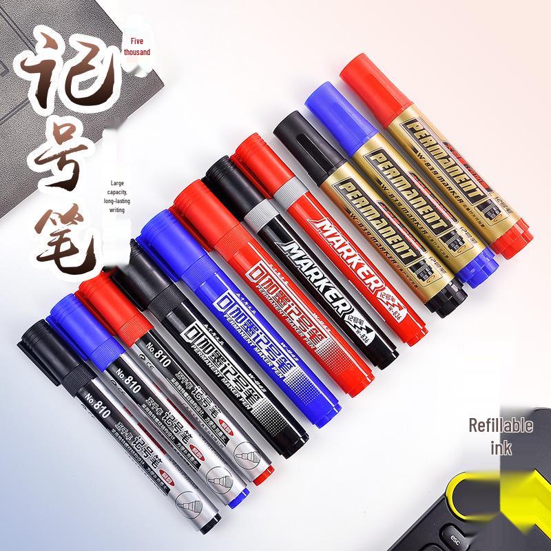 Big Head Oil-Based Red Marker: Non-Erasable, Waterproof, Quick-Drying, Fade-Resistant, Thick Tip