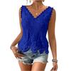 Sleeveless Crochet Lace V Neck Tank Top for Women Floral Pattern Scalloped Hem Casual Loose Fit Summer Blouse Shirt