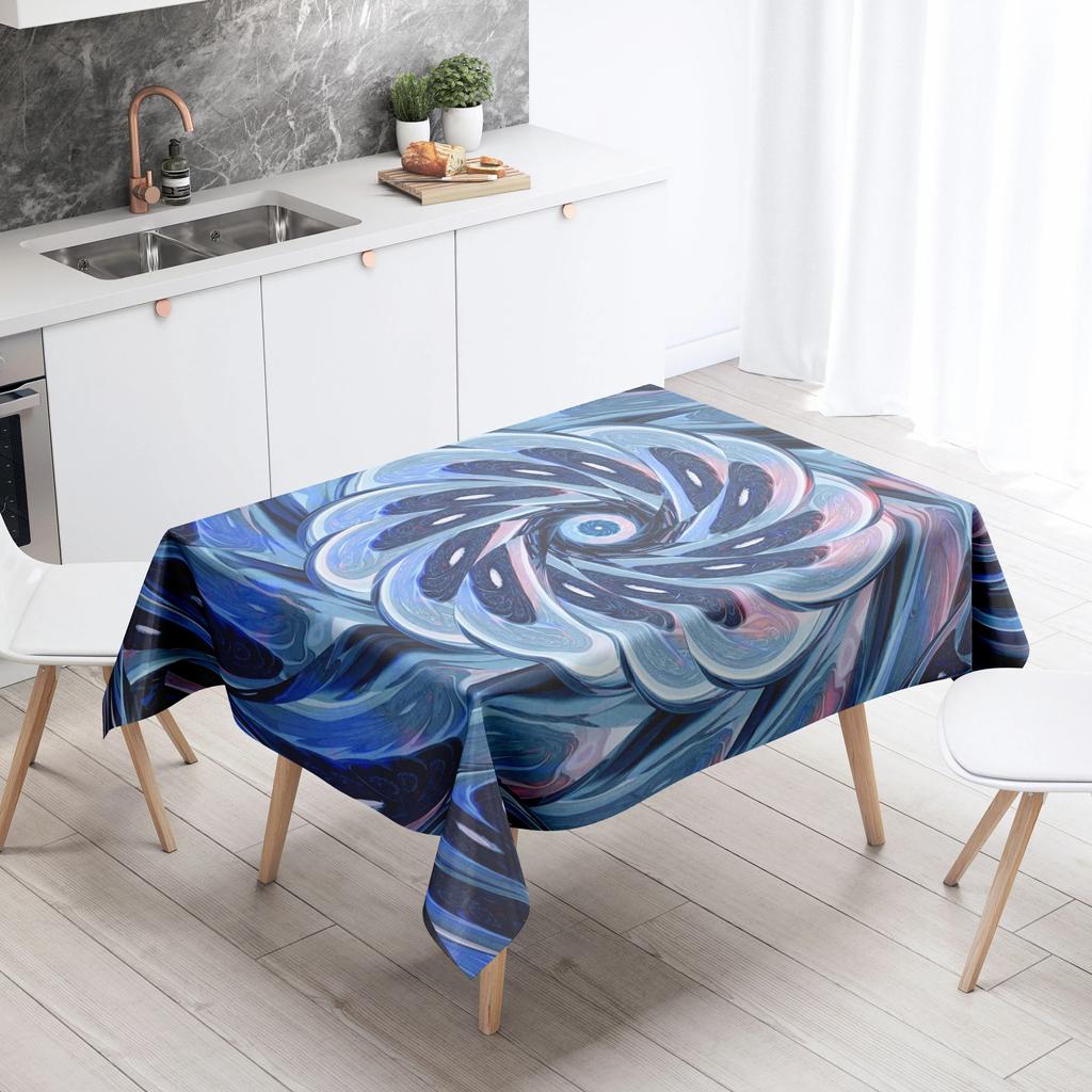 Abstract Ripple Tablecloth Home Decor Stain Resistant Waterproof Table Decoration Rectangular Kitchen Fireplace Tops