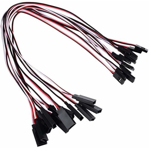 Samcos 3-Pin JR Plug Male To Female Servo Connector Extension Cable, 15cm, Servo Extension Lead Wire Cable Line for Servo Parts, Pack of 10