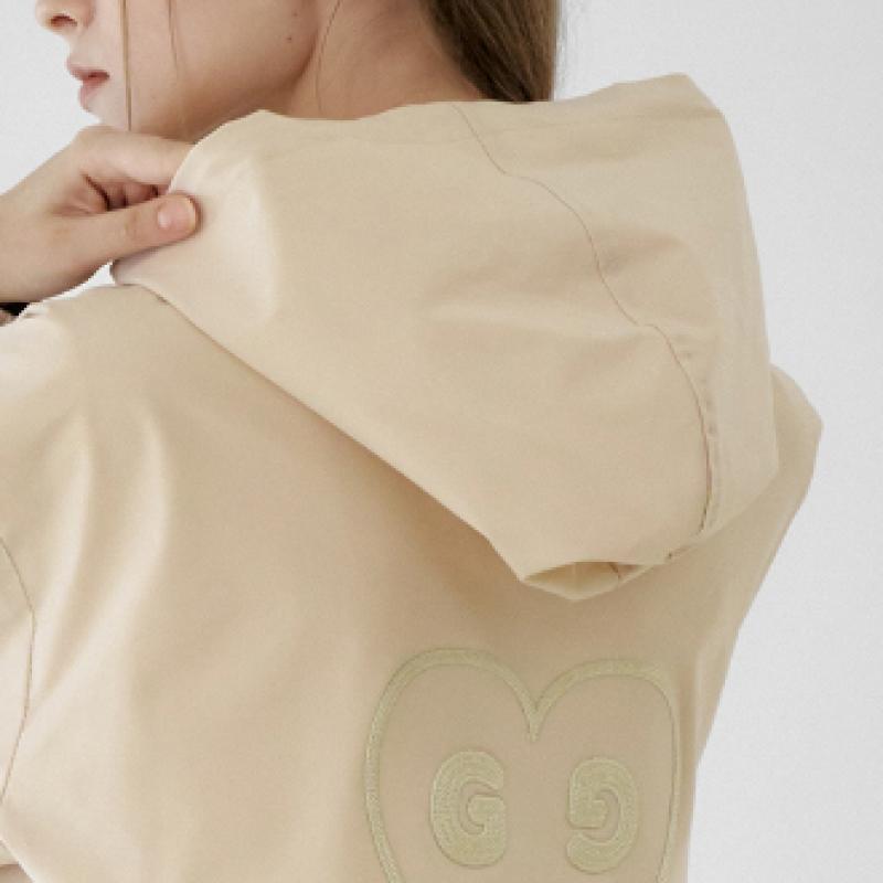 Goxo Windbreaker Hoodie Beige Smile Heart