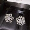 Elegant Women Jewelry Set Rose Necklace Camellia Earrings Floral Ring Openwork Accessories