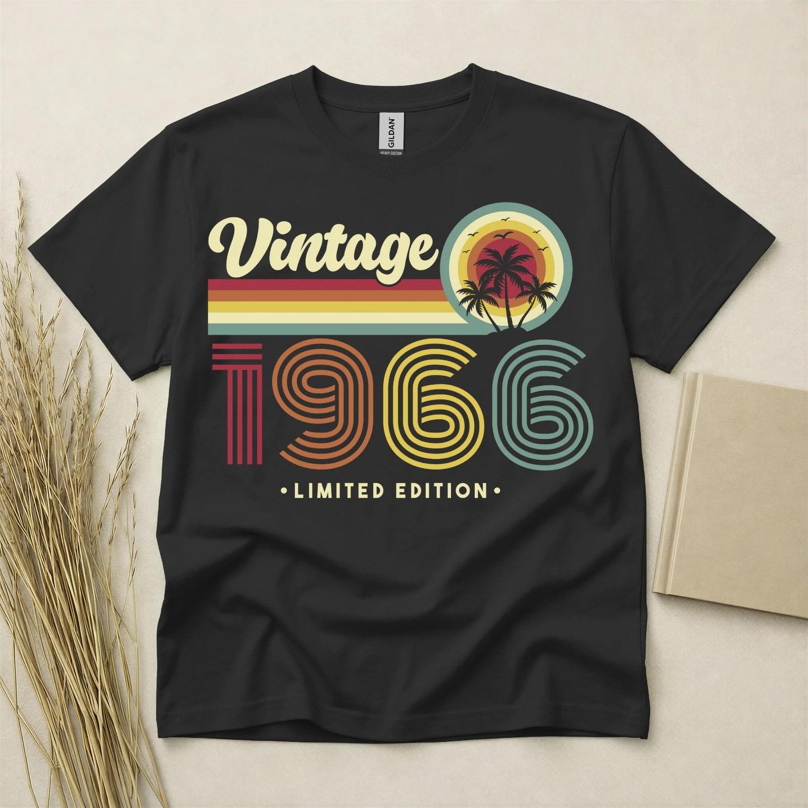 60th Birthday T Shirt Born In 1966 Gift 60 Year Old T-Shirt Vintage Sunset Palm XS