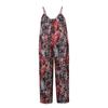 Women Sleeveless Spaghetti Strap Jumpsuit with Pockets Loose Fit Printed One Piece Casual Wide Leg Overalls