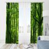 2pcs- Green simulated forest polyester curtains, pole bag curtains 42 * 84, bedroom, living room, family room decoration