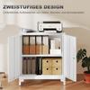 Metal Office Cabinet, Lockable Doors, Office Chest of Drawers, 2-Tier Design, White