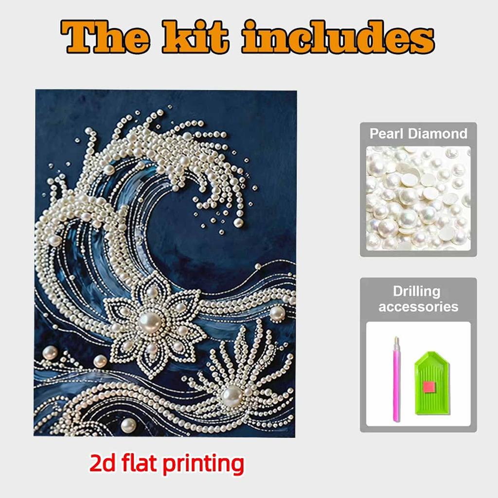 DIY Wave Pearl Diamond Art Kits Without Frame 30x40cm Gem Art Diamond Painting Kits for Adults/Beginners Gift Idea Home Wall Decor