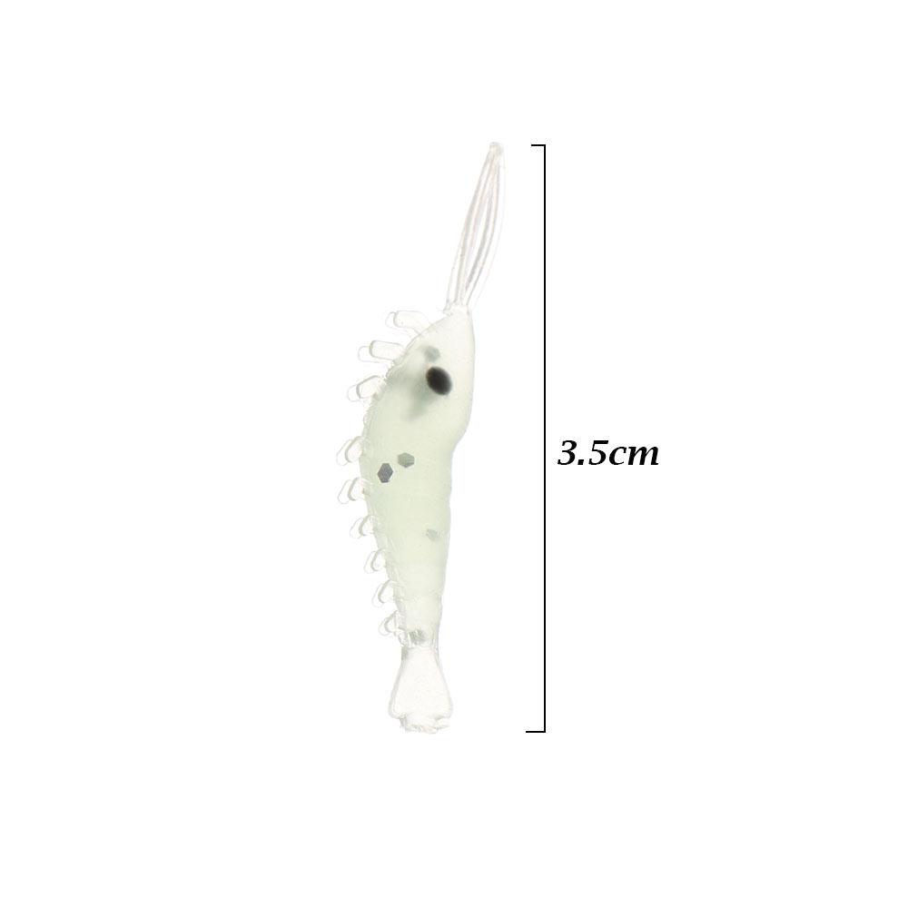 Biomimetic 3cm Hook Worm Silicone Sea Fishing Shrimp Fake Bait Luminous Shrimp Fishing Lures