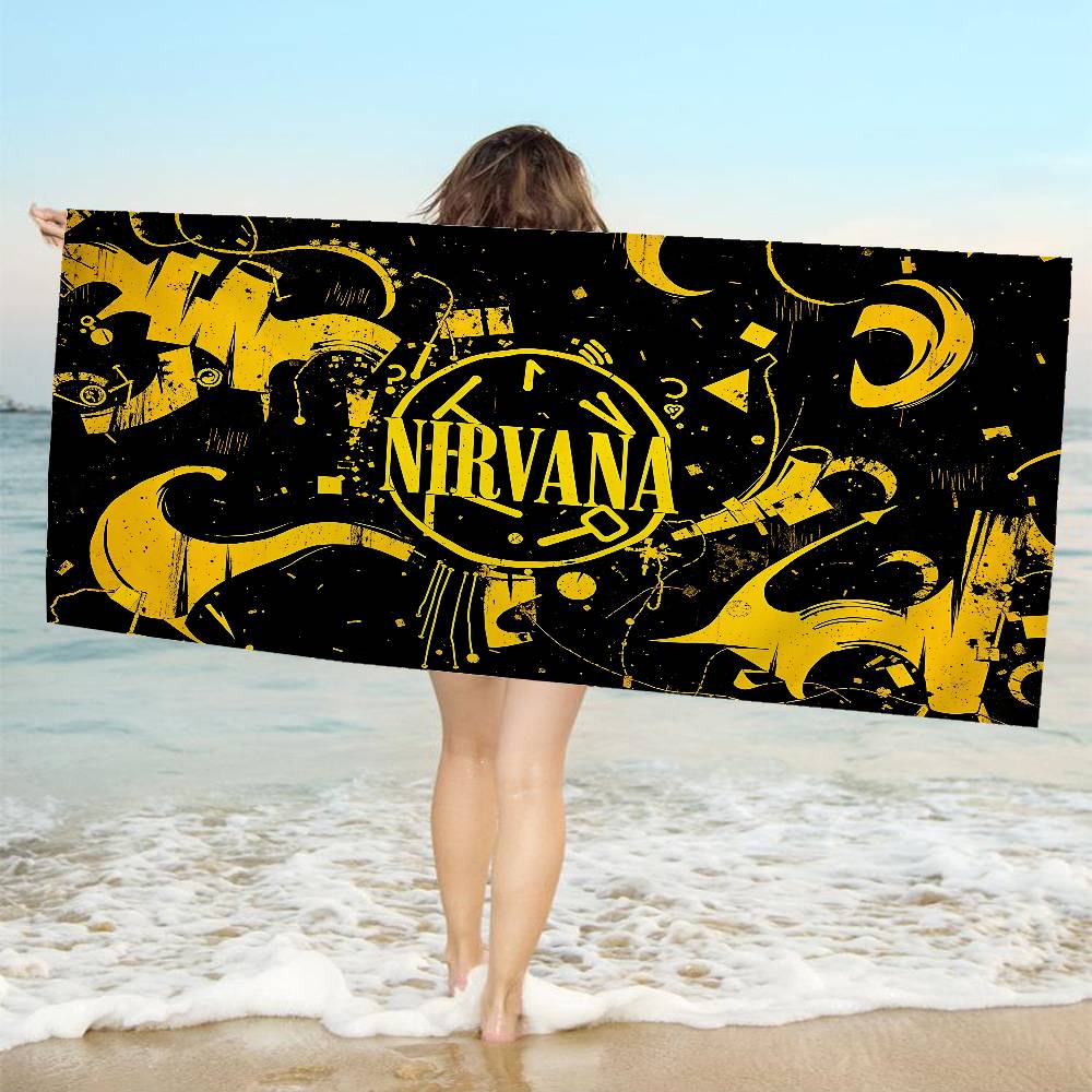 Hot Band N-Nirvanas Rock Beach Towel Colorful Bath Towels for Girl Microfiber Quick Dry Custom Sand Free Beach Yoga Spa Gym Pool