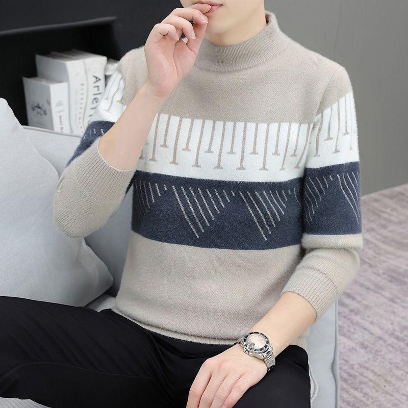 

Men s Imitation Mink Sweater - Long Sleeve Knit for Teens 4XL (recommended 160-175 jin)