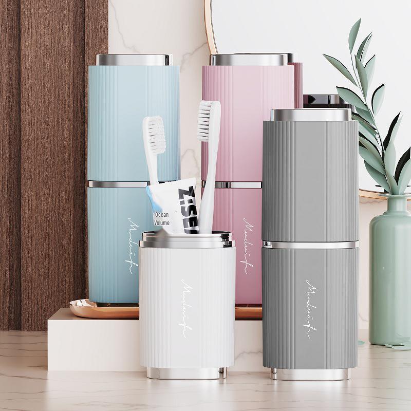 Portable Travel Wash & Toothbrush Cup Set with Lid