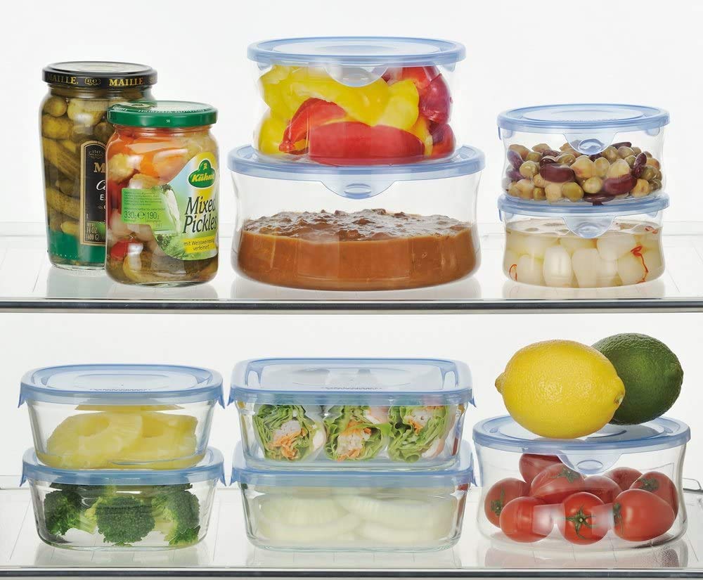 iwaki Glass Storage Aqua Pack Heat-Resistant Container, Blue, Round, Medium, 840ml, & Microwave, KBT7402-BLN