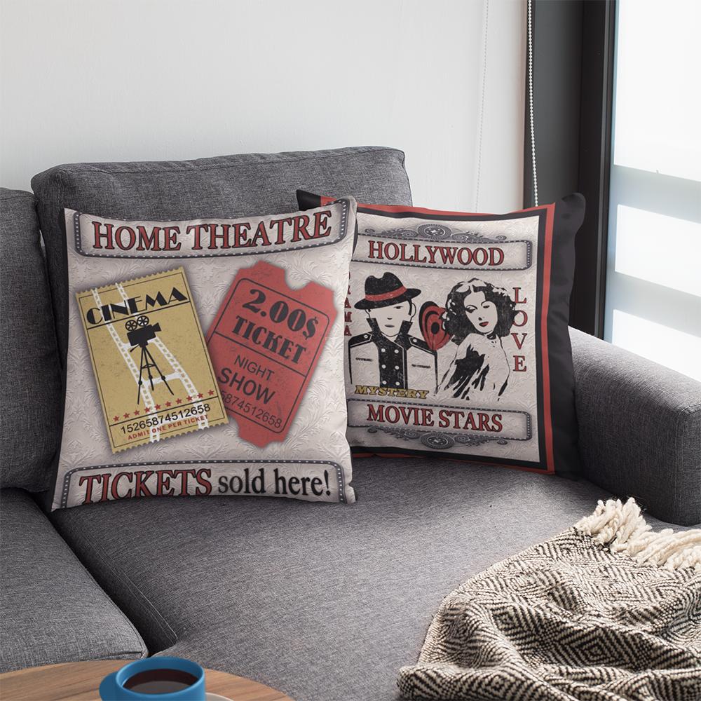 Vintage-Kino-Ticket-Kissenbezüge, Auto-Dekor-Kissenbezüge, Retro-Kino-Kissenbezüge
