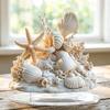 Yousheng Coastal Shell Coral Ornament, 2D Flat Acrylic Starfish Decoration with Base, Ocean Shells Table Centerpiece Ornament for Home Desk Shelf