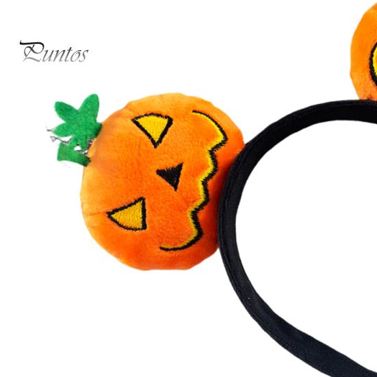 Versatile Costume Hair Pieces Halloween Plush Pumpkin Headband, Fuzzy Orange Ghost Face Holiday Headwear for Kids Adults Accessories Women Cosplay